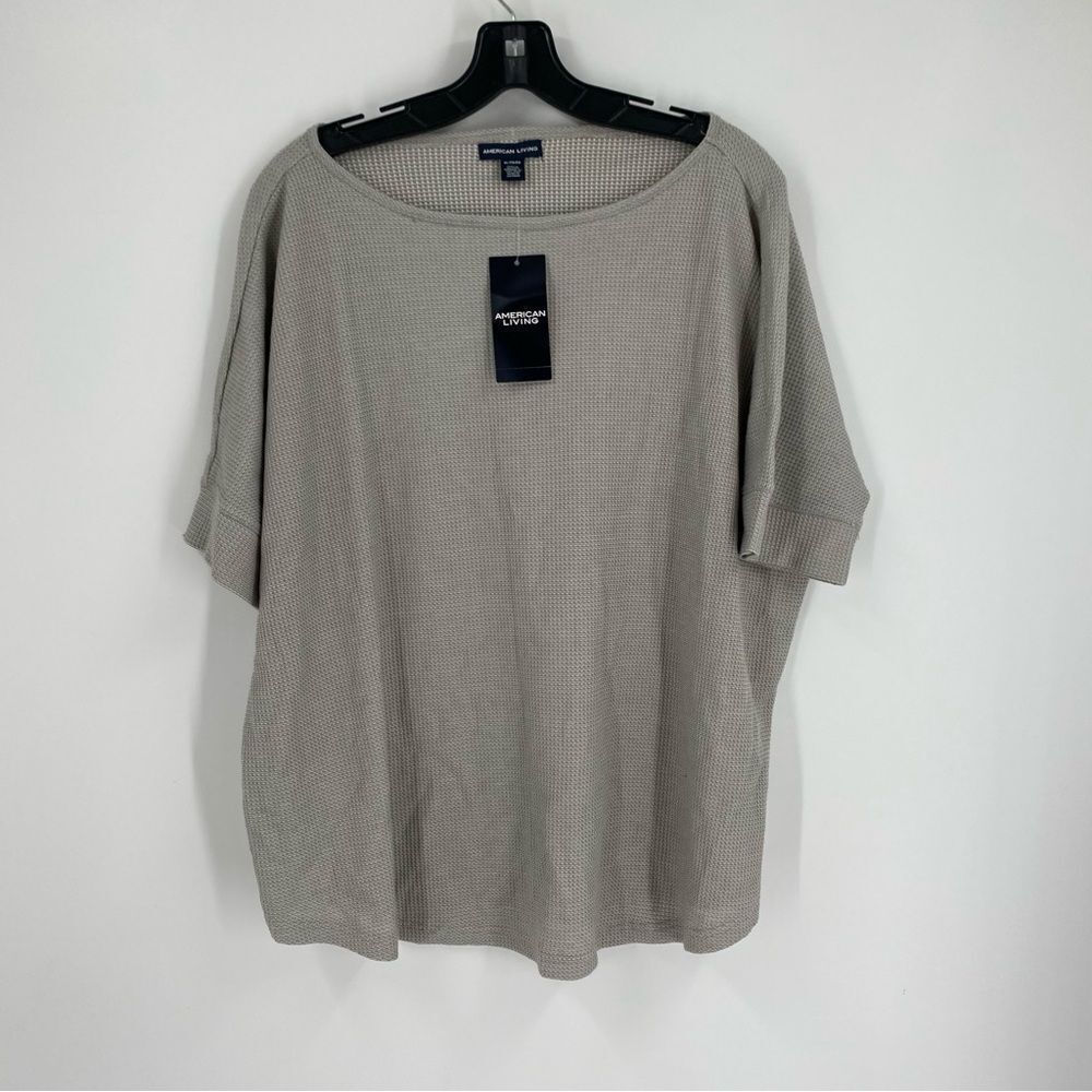 American Living Light Gray Textured Top Short Sleeve size XL